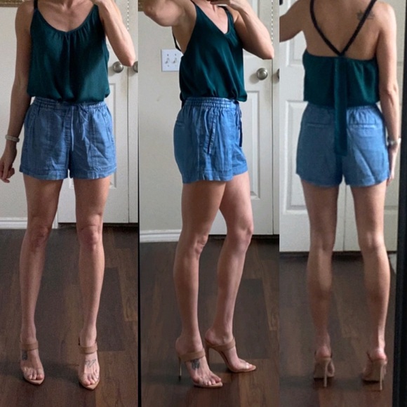 GAP Pants - Gap blue chambray high waisted rise wide leg shorts